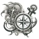 anchor and compass tattoo design idea