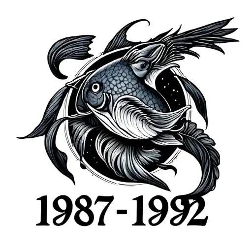 "1987 1992" Pisces sagittarius sign tattoo design idea