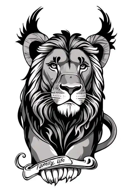 Cameroon, loyalty, family, life, lion tattoo design idea