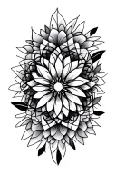 geometric mandala incorporating flowers tattoo design idea