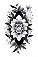 geometric mandala incorporating flowers tattoo design idea