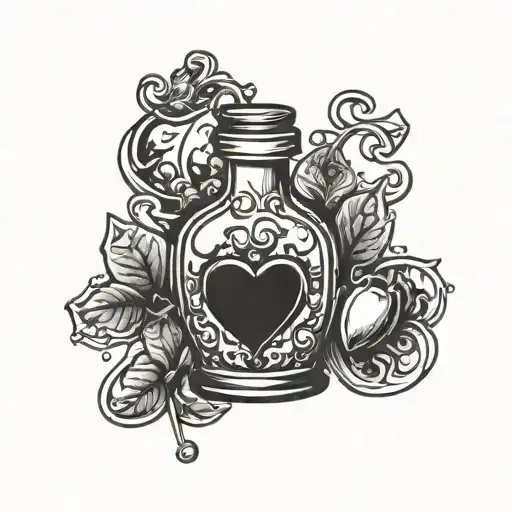 love potion bottle tattoo design idea