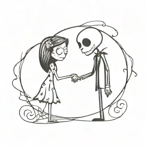 jack Skelington and Sally skellington x coraline tattoo design idea