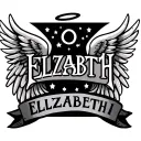 the name Elizabeth with thirteen stars and angel wings with halo tattoo design idea