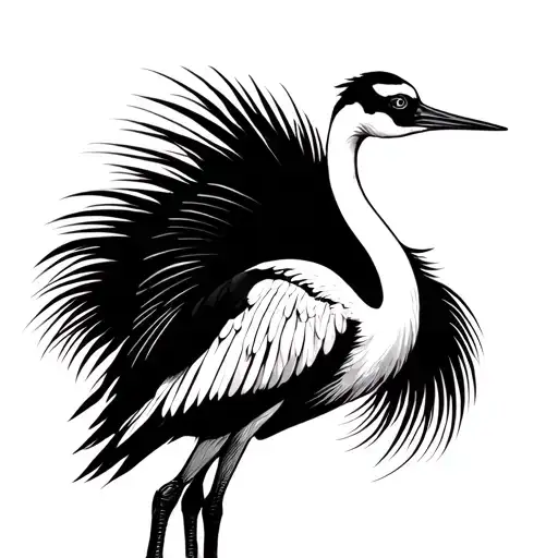 japanese sandhill crane for ribs tattoo design idea