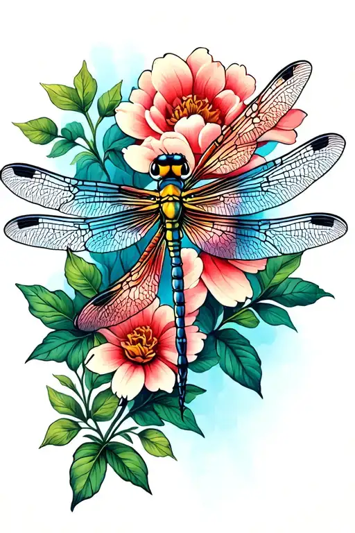 dragonfly resting tattoo design idea