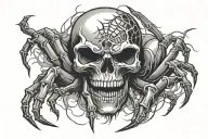 skull a spider crawling tattoo design idea