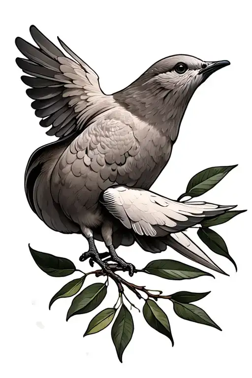 dove with olive branch  tattoo design idea