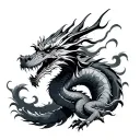 western dragon clouds tattoo design idea