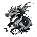 western dragon clouds tattoo design idea
