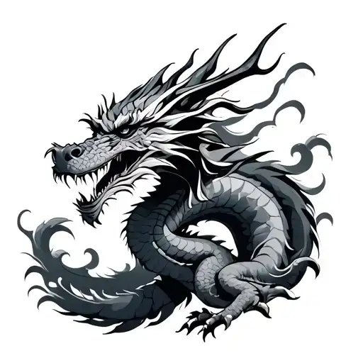 western dragon clouds tattoo design idea