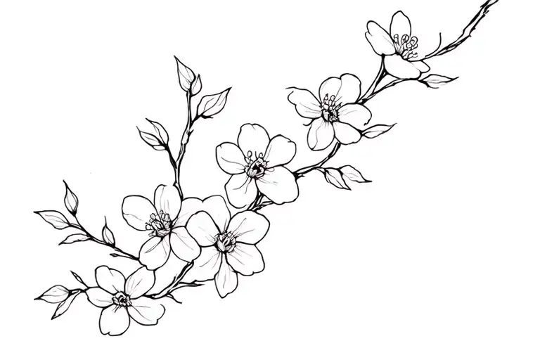 almond blossom flowers tattoo design idea