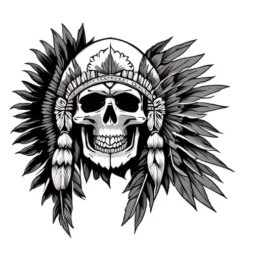 skull native American tattoo design idea