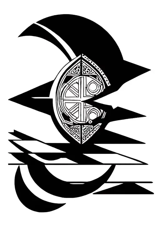 moon shining tattoo design idea