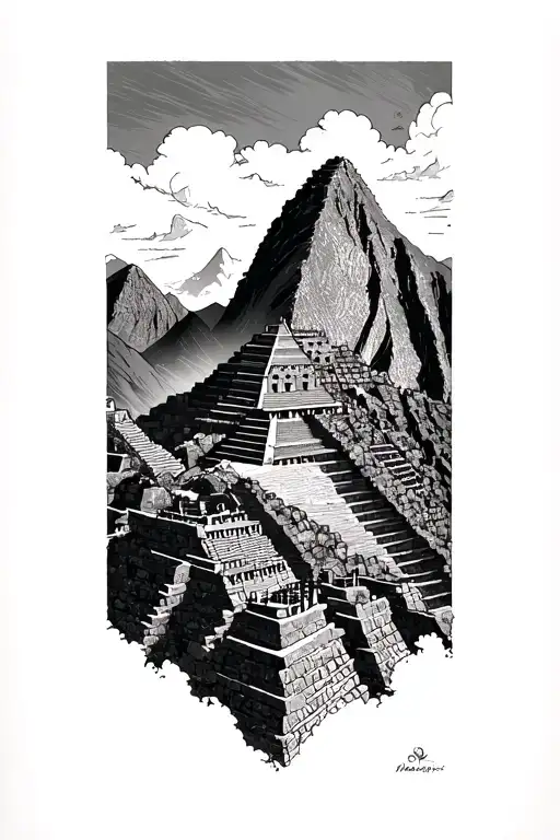 machu picchu tattoo design idea