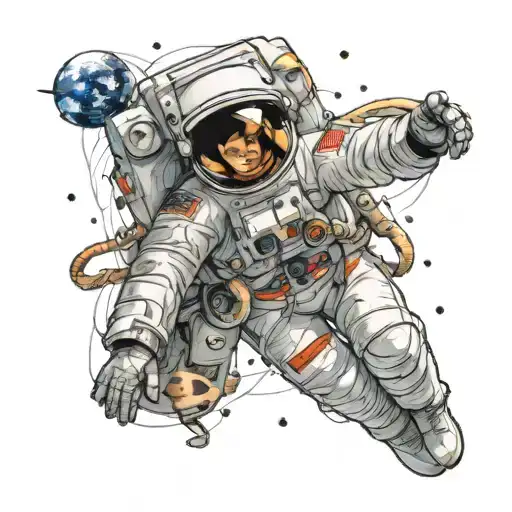 Space With Astronaut tattoo design idea