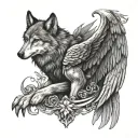  wolf with wings is a combination tattoo of both my good side and my bad side tattoo design idea