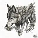  wolf with wings is a combination tattoo of both my good side and my bad side tattoo design idea
