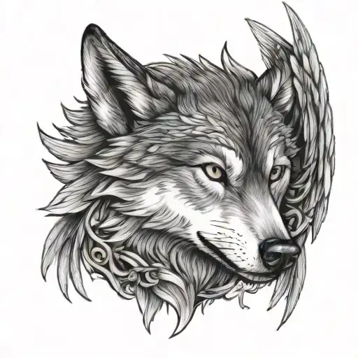  wolf with wings is a combination tattoo of both my good side and my bad side tattoo design idea