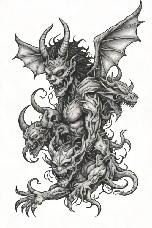 my demons protecting me since i was a child, my demons are my only friends tattoo design idea