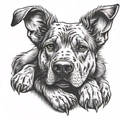 dog nose between paws cute style tattoo design idea