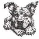 dog nose between paws cute style tattoo design idea