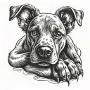 dog nose between paws cute style tattoo design idea