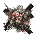 Zeus throw lighting bolt striking  tattoo design idea