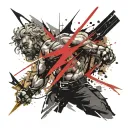 Zeus throw lighting bolt striking  tattoo design idea