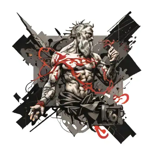 Zeus throw lighting bolt striking  tattoo design idea