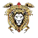 Lion of Judah Roman influenced Crest shield with virtues tattoo design idea