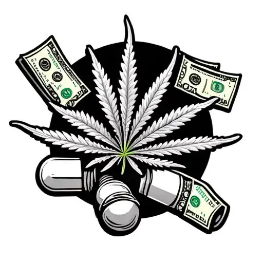 weed money and drugs tattoo design idea