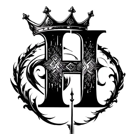 "H"with a crown on top tattoo design idea