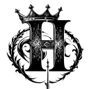 "H"with a crown on top tattoo design idea