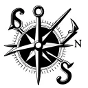 CrowneSimple Anchor: The anchor’s structure is clean and symmetrical, with curved shafts pointing upwards and a short horizontal bar crossing the vertical shaft. The design maintains a balanced and elegant aesthetic. Minimalist Compass Rose: The compass rose is positioned next to or slightly overlapping the anchor, but with a simplified design. Instead of multiple points, only the four main directions (N, E, S, W) are maintained, making the design more discreet. Reduced Lines: To maintain a cleaner style, the inner strokes of the compass rose and anchor are kept to a minimum, avoiding excessive detail. No Radial Lines: The small radiating lines of the compass rose have been removed to eliminate visual noise and reinforce simplicity. Clever Use of Negative Space: The inner parts of the anchor and compass rose can be left open to create a more airy and sophisticated design. Monochromatic Color: The design can be made with fine lines in black or dark blue, reinforcing the minimalist and timeless aesthetic.d Lion Face tattoo design idea