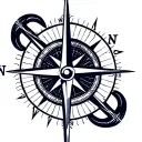 CrowneSimple Anchor: The anchor’s structure is clean and symmetrical, with curved shafts pointing upwards and a short horizontal bar crossing the vertical shaft. The design maintains a balanced and elegant aesthetic. Minimalist Compass Rose: The compass rose is positioned next to or slightly overlapping the anchor, but with a simplified design. Instead of multiple points, only the four main directions (N, E, S, W) are maintained, making the design more discreet. Reduced Lines: To maintain a cleaner style, the inner strokes of the compass rose and anchor are kept to a minimum, avoiding excessive detail. No Radial Lines: The small radiating lines of the compass rose have been removed to eliminate visual noise and reinforce simplicity. Clever Use of Negative Space: The inner parts of the anchor and compass rose can be left open to create a more airy and sophisticated design. Monochromatic Color: The design can be made with fine lines in black or dark blue, reinforcing the minimalist and timeless aesthetic.d Lion Face tattoo design idea