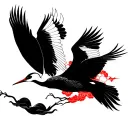 two cranes flying together tattoo design idea