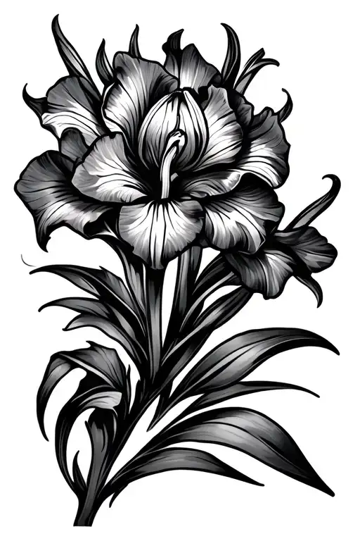 Iris flower, tribal cross tattoo design idea