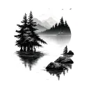 calmness and solitude nature tattoo design idea