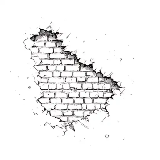 brick wall being torn revealing words tattoo design idea