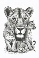 lioness with 2 cubs   tattoo design idea