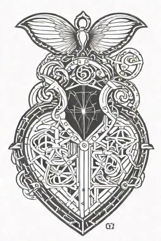 heart locket with chain wrapped tattoo design idea