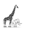 giraffe and elephant holding tattoo design idea