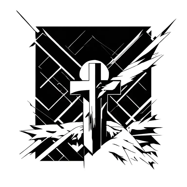 cross and resurrection  tattoo design idea
