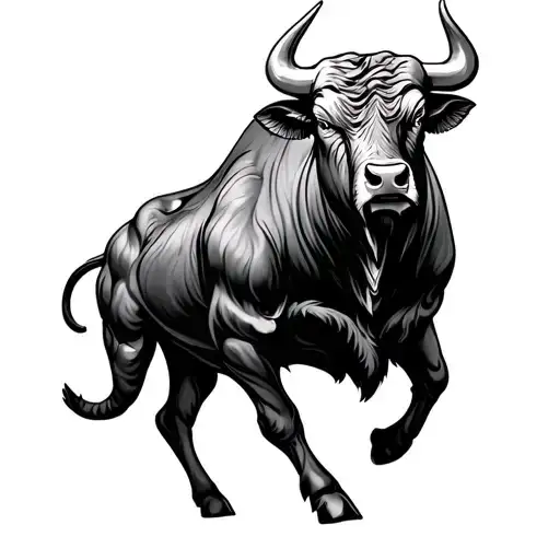 bull charging ox tattoo design idea