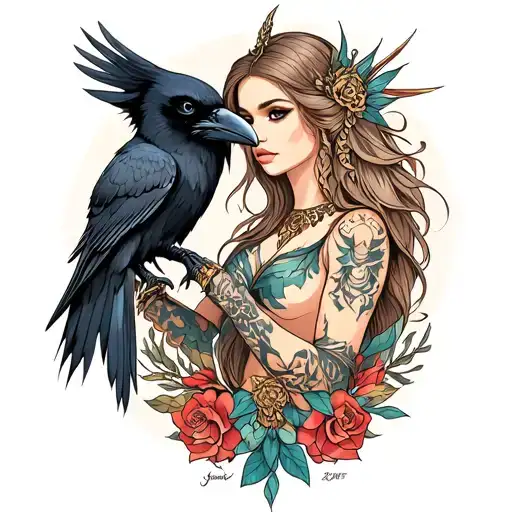 Raven and Freya tattoo design idea