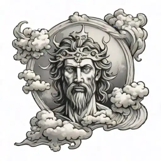 God religion tattoo, quote and god himself with clouds around... verse: Psalm 73:26 tattoo design idea