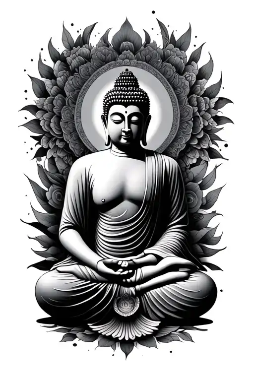 Buddha meditating tattoo design idea