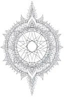Geometric metatron with mandala around for leg tattoo design idea