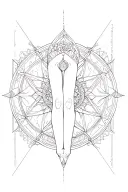 Geometric metatron with mandala around for leg tattoo design idea